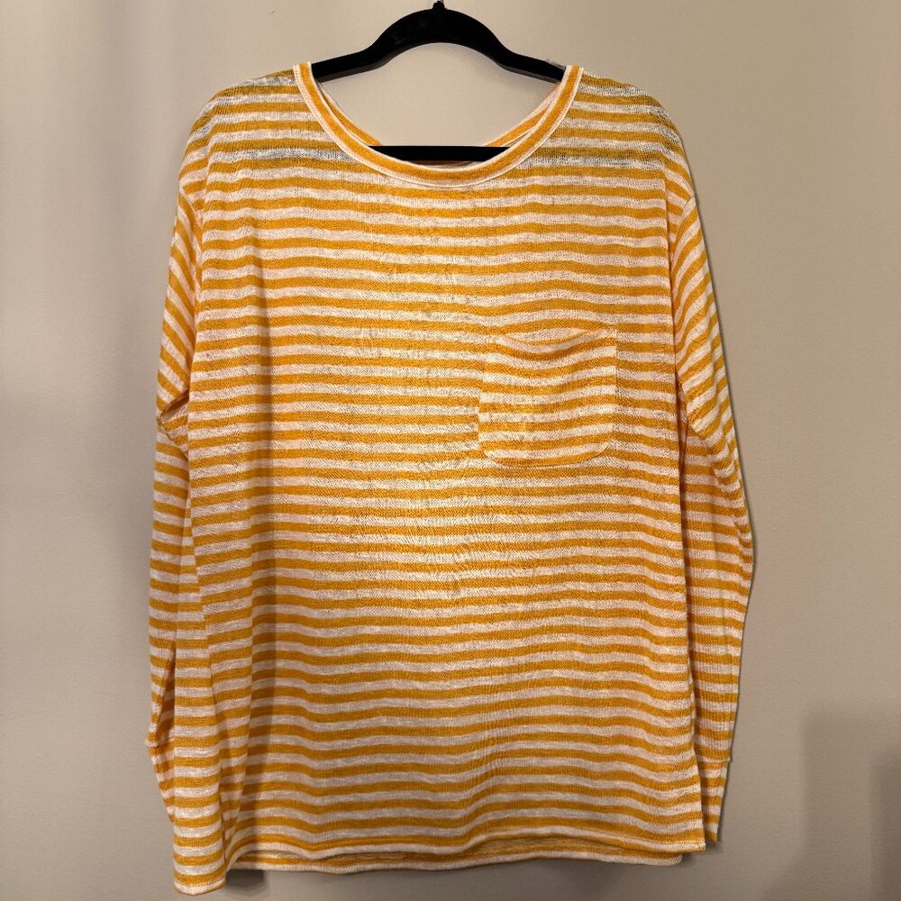 ANA Marigold and White Striped Lightweight Knit Top